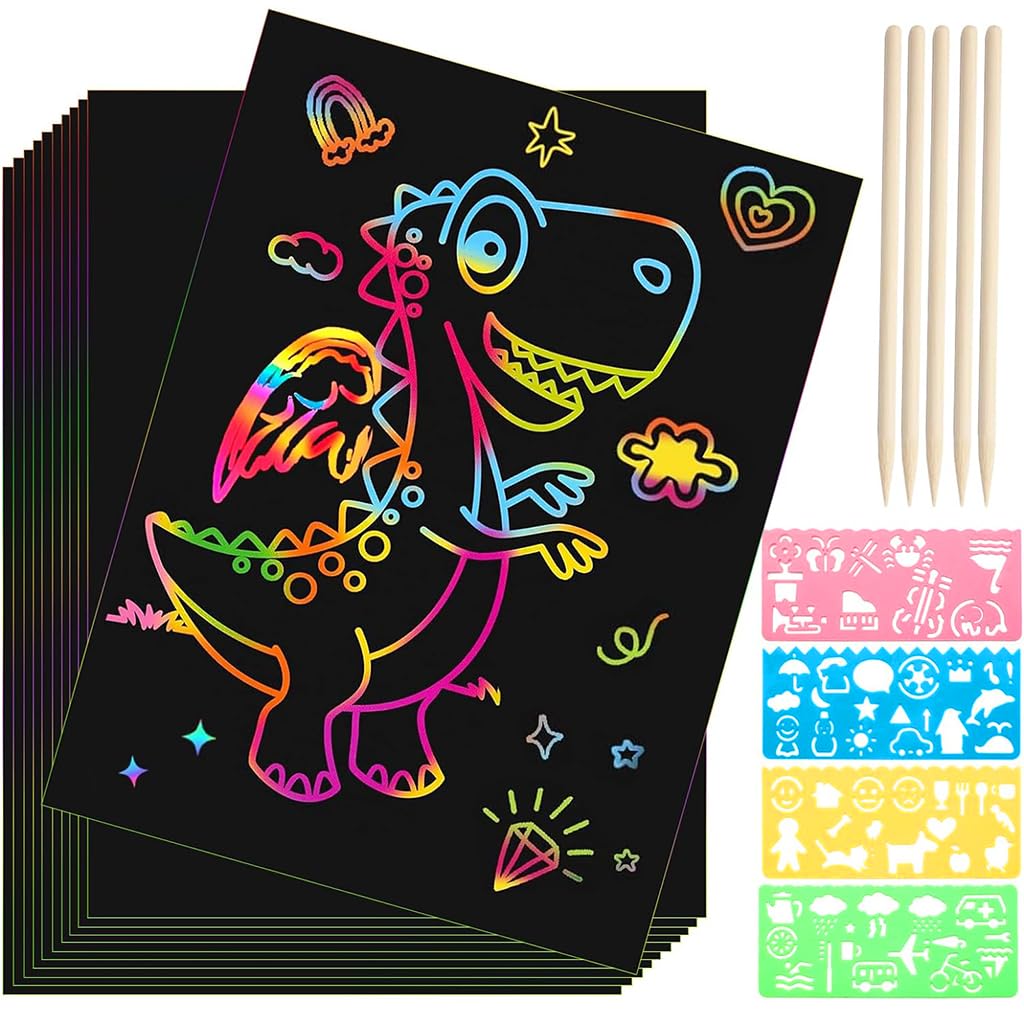 PATPAT DIY Art Paint Scratch-off Rainbow Art Paper Painting Kit Kids DIY Art Painting Kit No Paints Art Scratching Magic Paper DIY Rainbow Scratching Paper with Templates & Scratching Wood Stick PATPAT DIY Art Paint Scratch-off Rainbow Art Paper Painting Kit Kids DIY Art Painting Kit No Paints Art Scratching Magic Paper DIY Rainbow Scratching Paper with Templates & Scratching Wood Stick